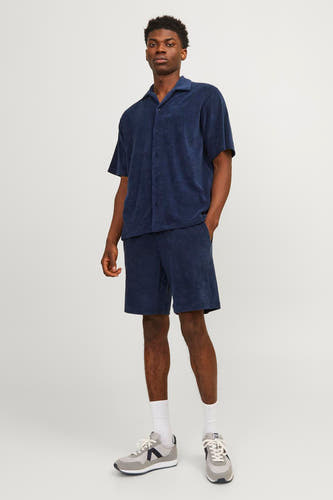 Blauw hemd met korte mouwen van PREMIUM by JACK & JONES, met een zachte textuur.