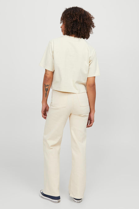 Pantalon color&eacute; - ecru