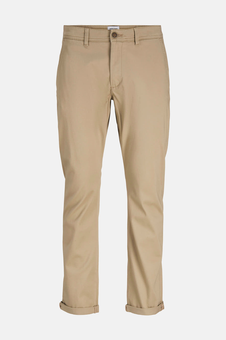 Beige chino de JACK & JONES JEANS INTELLIGENCE, avec des poches rabattues et un motif lisse.