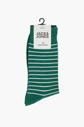 Chaussettes vertes d'ACCESSORIES BY JACK & JONES, avec des rayures blanches horizontales et une texture côtelée.