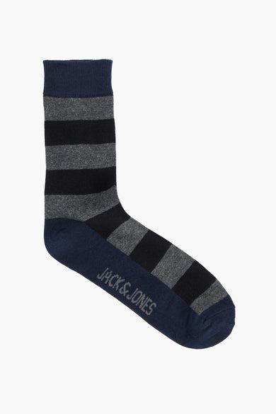 Gestreepte sok van JACK & JONES in blauw, grijs en zwart.