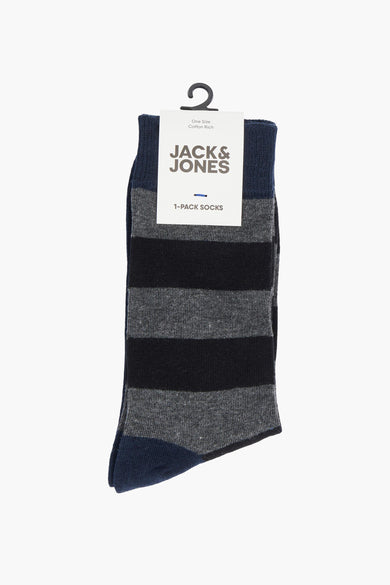 Gestreept paar sokken van Jack & Jones, blauw, grijs en zwart.