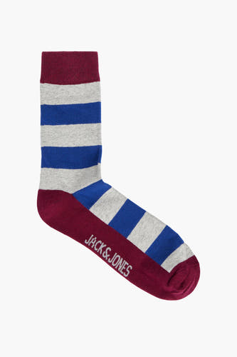 Chaussettes rayées d'ACCESSORIES BY JACK & JONES, avec un talon et une pointe bordeaux.