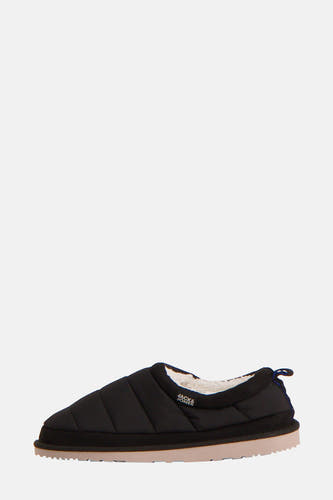 Chaussons noirs d'ACCESSORIES BY JACK & JONES, avec un dessus doublé et une semelle intérieure crème.