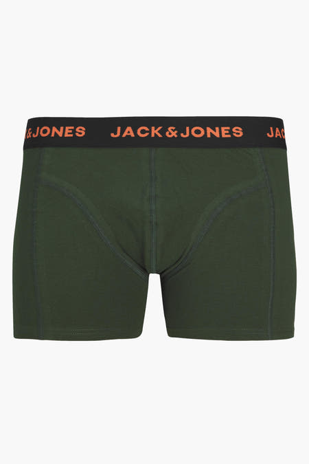 Boxers verts de ACCESSORIES BY JACK & JONES avec ceinture noire et logo orange, vue de face