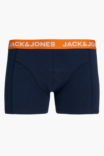 Shorts de bain bleus d'ACCESSORIES BY JACK & JONES, avec une ceinture élastique orange à logo.