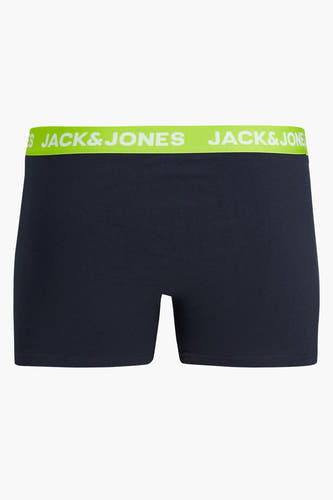 Shorts de bain bleus d'ACCESSORIES BY JACK & JONES, avec une ceinture élastique en vert vif avec logo.