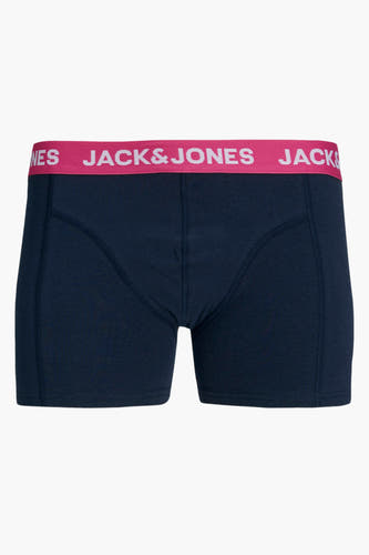 Shorts de bain bleus d'ACCESSORIES BY JACK & JONES, avec une ceinture élastique rose à logo.