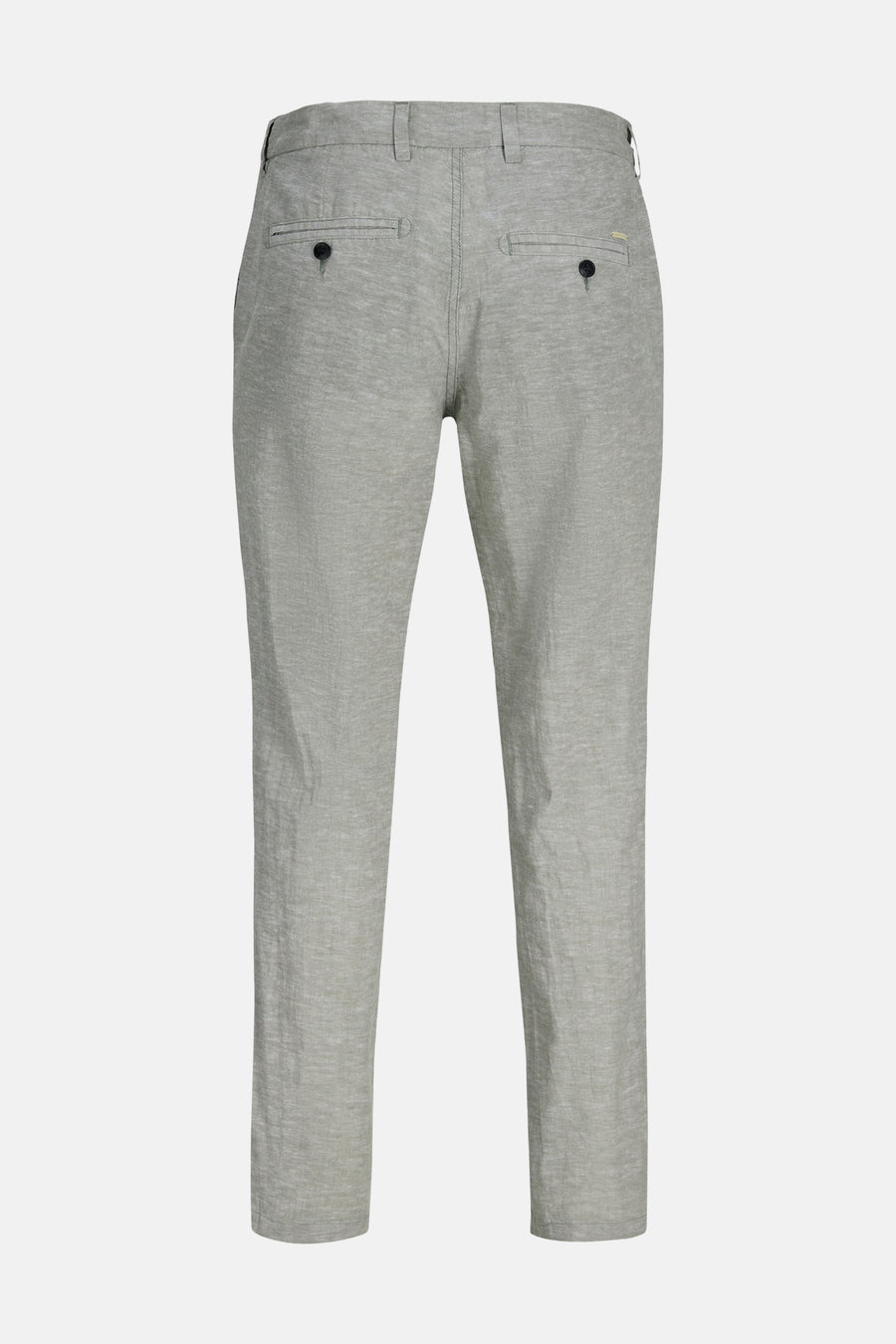 Chino vert de JACK & JONES JEANS INTELLIGENCE, vue arrière avec poches passepoilées et texture légère.