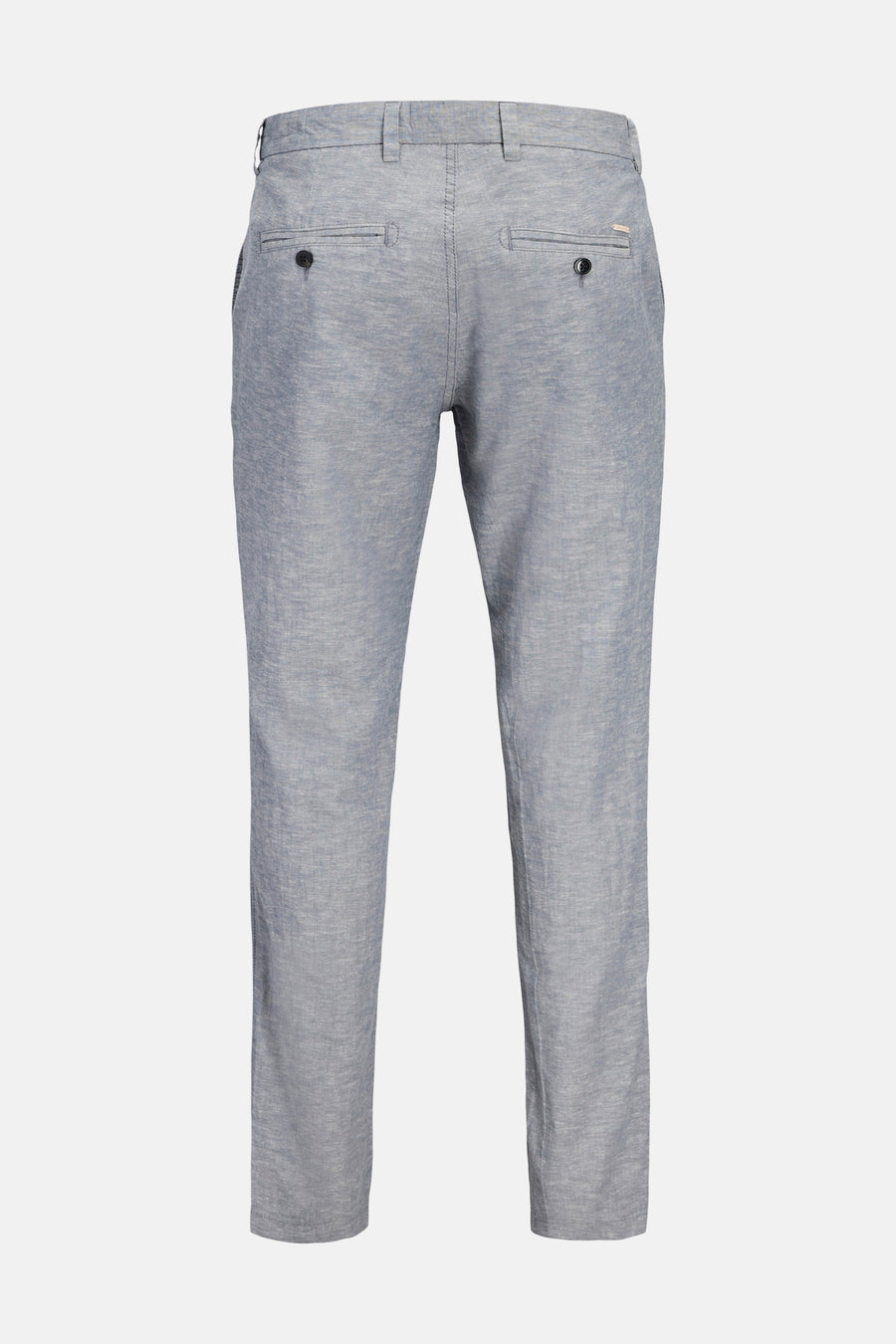 Chino bleu de JACK & JONES JEANS INTELLIGENCE, avec poches arrière et fermeture à boutons, dos.