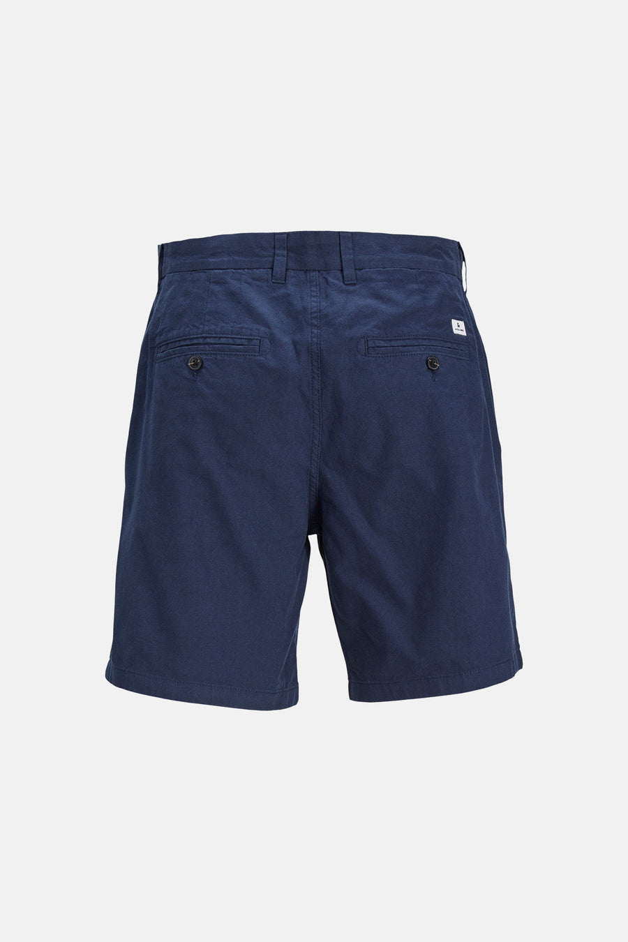 Short bleu de JACK & JONES JEANS INTELLIGENCE, dos, avec deux poches à boutons et passants de ceinture.