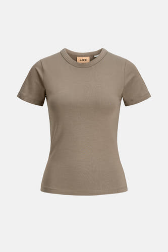 T-shirt brun à manches courtes de JJXX, avec une subtile texture et des finitions soignées.