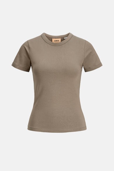 T-shirt brun à manches courtes de JJXX, avec une subtile texture et des finitions soignées.
