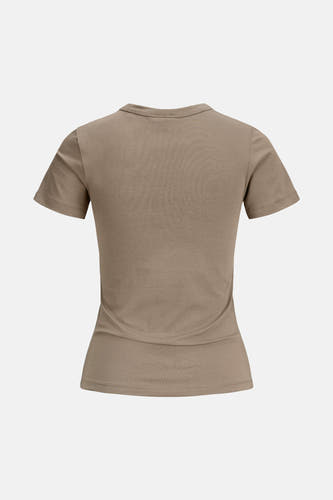 T-shirt marron à manches courtes de JJXX, couleur unie avec une encolure ronde, vue arrière.