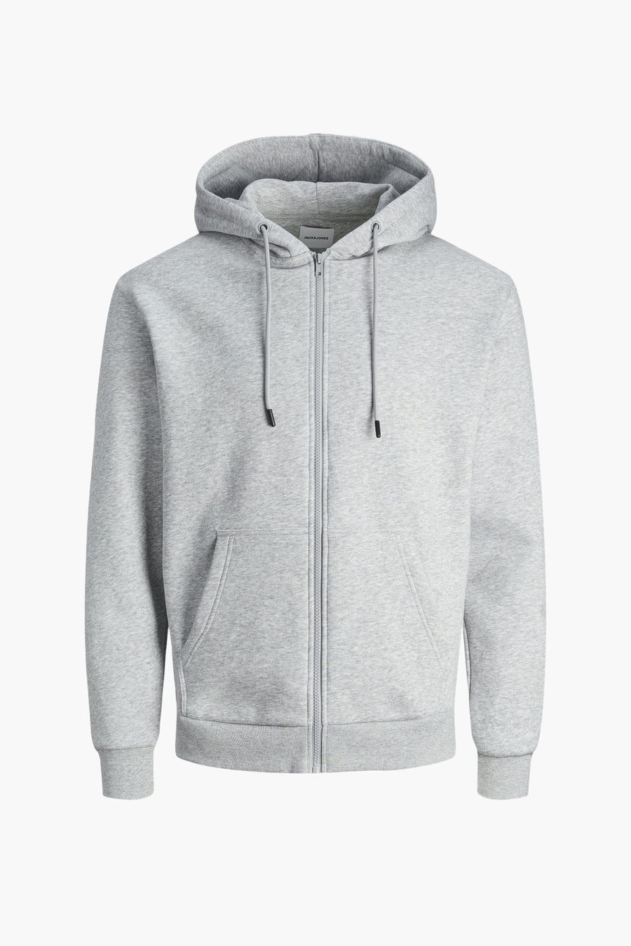 Pull-over gris de CORE BY JACK & JONES, avec capuche, longues manches et fermeture éclair.