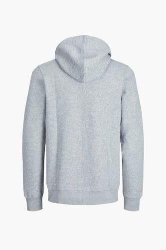 Pull gris de CORE BY JACK & JONES, vue arrière avec capuchon et longues manches.