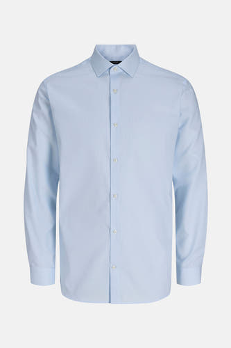Chemise bleue à manches longues de PREMIUM by JACK & JONES, avec col boutonné et une subtile texture.