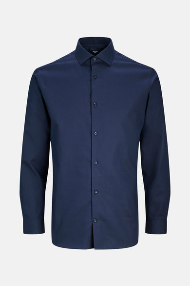 Chemise bleue à manches longues de PREMIUM by JACK & JONES, vue de l'arrière.