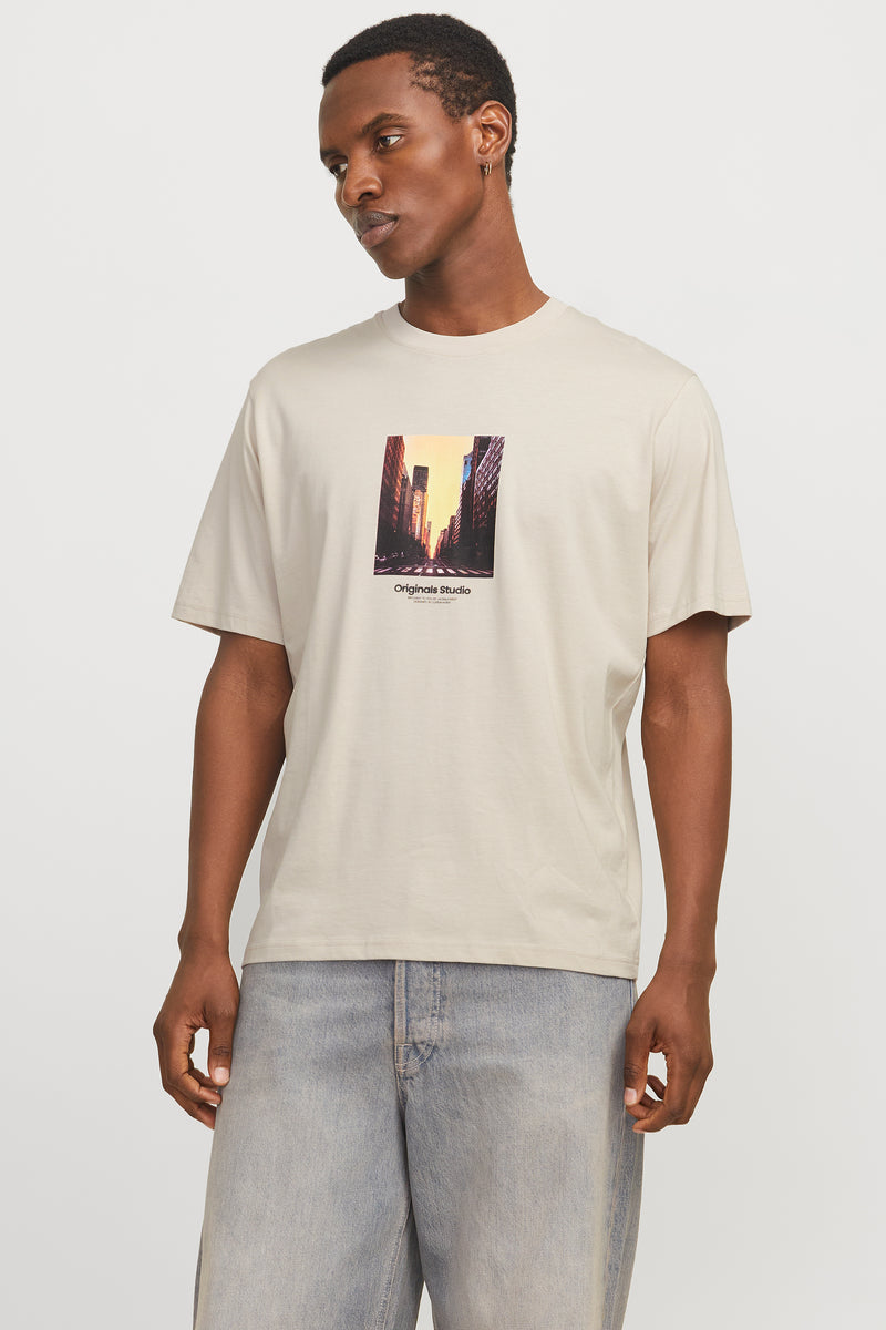 T-shirt (manches courtes) Écru - ORIGINALS BY JACK & JONES