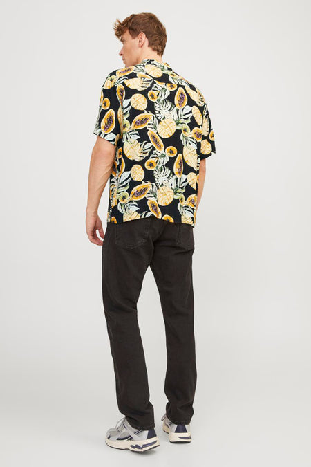 Heren tops hemd motief korte mouw - noir