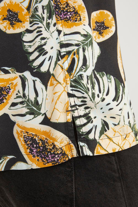 Heren tops hemd motief korte mouw - noir