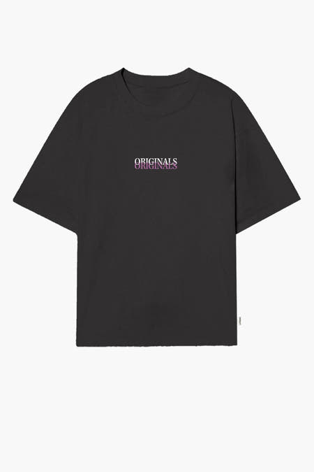 T-shirt noir d'ORIGINALS BY JACK & JONES, à manches courtes et avec une coupe décontractée.