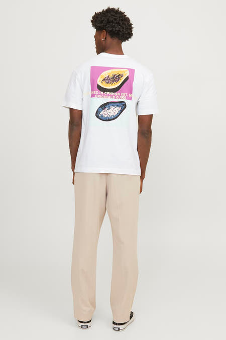 Heren tops t-shirt print korte mouw - blanc