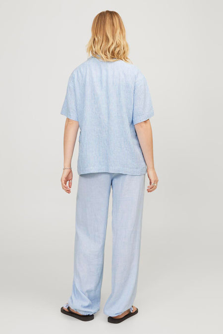 JXRAYA LINEN BLEND SS WRAP SHIRT WVN