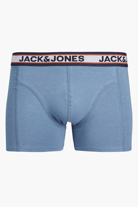 Boxers bleus de ACCESSORIES BY JACK & JONES avec ceinture blanche et logo, tissu doux, vue de face