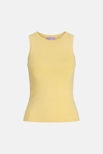 Haut jaune sans manches de JJXX, avec une texture côtelée.