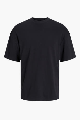 T-shirt noir à manches courtes de CORE BY JACK & JONES, couleur unie et col rond.