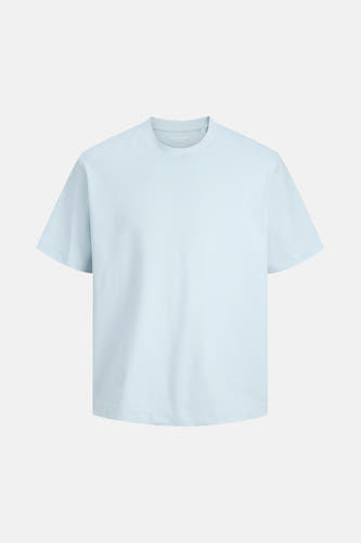 T-shirt bleu à manches courtes de CORE by JACK & JONES, tissu uni avec un col rond.