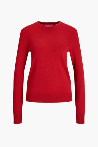 T-shirt rouge avec col rond de JJXX, à longues manches et bordures côtelées.