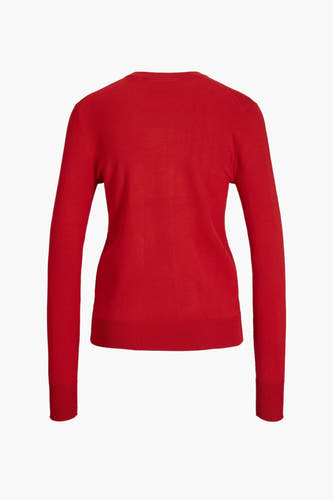 T-shirt rouge à col rond de JJXX, tissu uni avec longues manches, vue arrière.