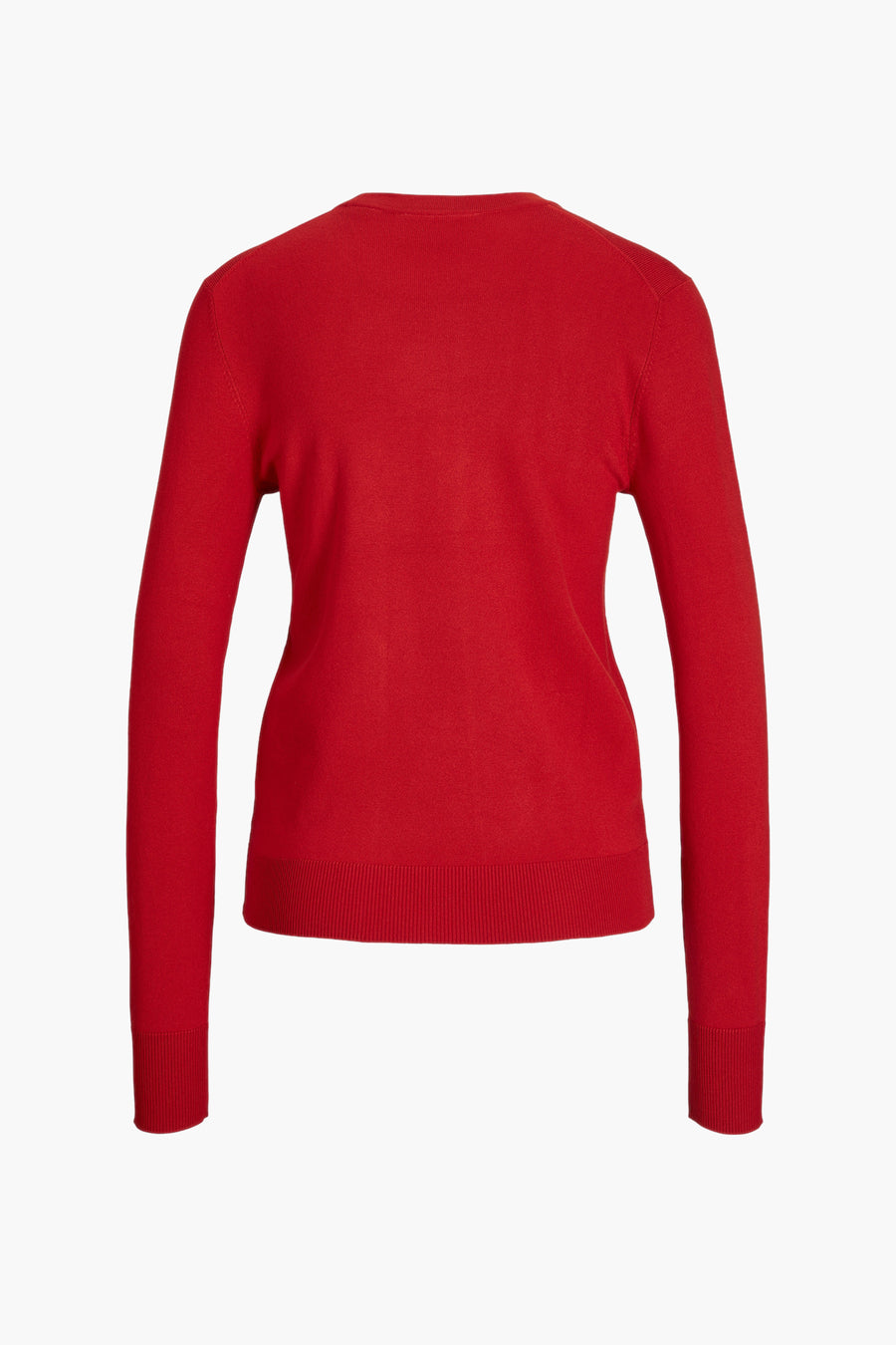 T-shirt rouge à col rond de JJXX, tissu uni avec longues manches, vue arrière.