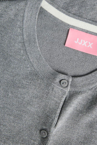 Grijs vest van JJXX, met witte streep op de hals en sluiting met knopen.