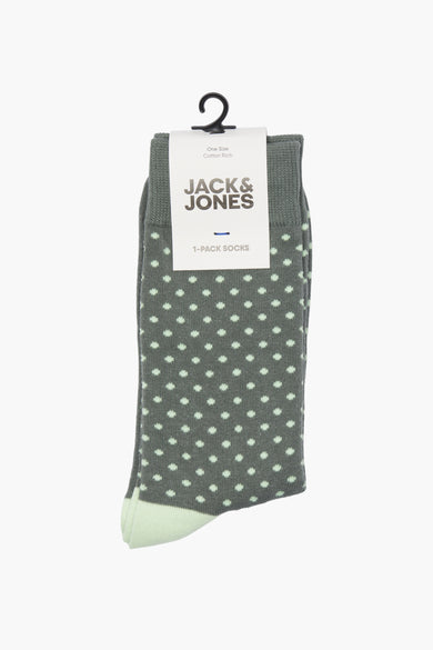 Chaussettes vertes d'ACCESSORIES BY JACK & JONES, avec des points verts clairs et un talon.