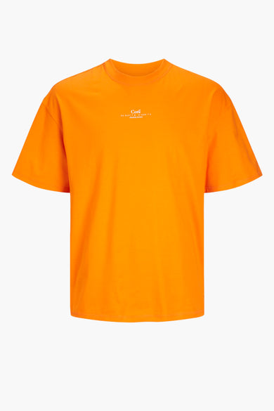 T-shirt orange à manches courtes de CORE par JACK & JONES, avec un petit logo sur la poitrine.