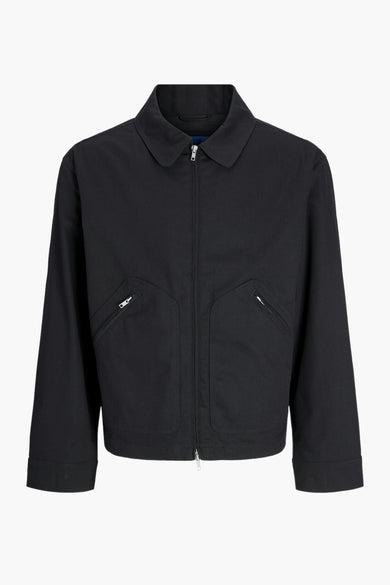 Manteau court noir d'ORIGINALS par JACK & JONES, avec fermeture éclair et poches à fermeture éclair.