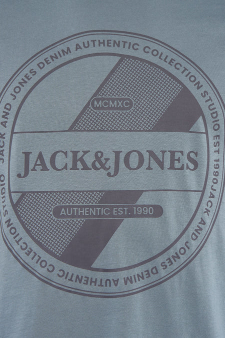 Blauw CORE BY JACK & JONES T-shirt met korte mouwen met een ronde hals en een grafische print met logo.