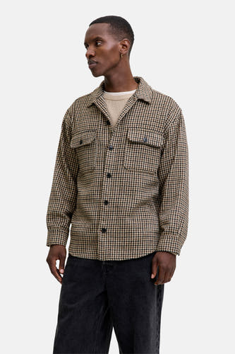 Chemise brune à longues manches d'ORIGINALS BY JACK & JONES, avec un motif à carreaux et des poches de poitrine.