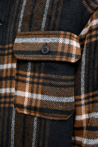 Blouse bleue à carreaux à manches longues d'ORIGINALS BY JACK & JONES, avec une poche à boutonnière.