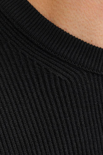 Pull noir avec col rond de Core par Jack & Jones, en tricot côtelé.
