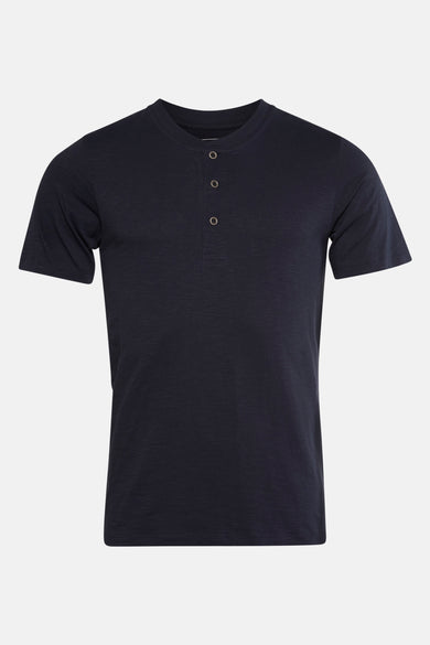 T-shirt bleu marine à manches courtes de PREMIUM BLUE par JACK & JONES, avec col boutonné.