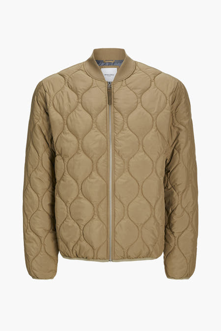 Veste beige de PREMIUM BLUE par JACK & JONES, avec un motif brodé et une fermeture à glissière devant.