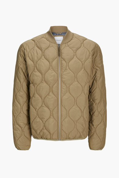Veste beige de PREMIUM BLUE par JACK & JONES, avec un motif brodé et une fermeture à glissière devant.