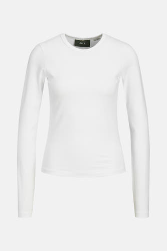 T-shirt blanc à manches longues de JJXX, couleur unie et col rond.