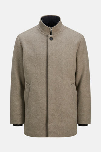 Manteau long beige de PREMIUM par JACK & JONES, avec une col montante et une fermeture à boutons.