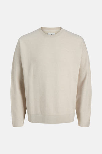 Gilet rond de cou cou beige PREMIUM by JACK & JONES, avec une fine texture.