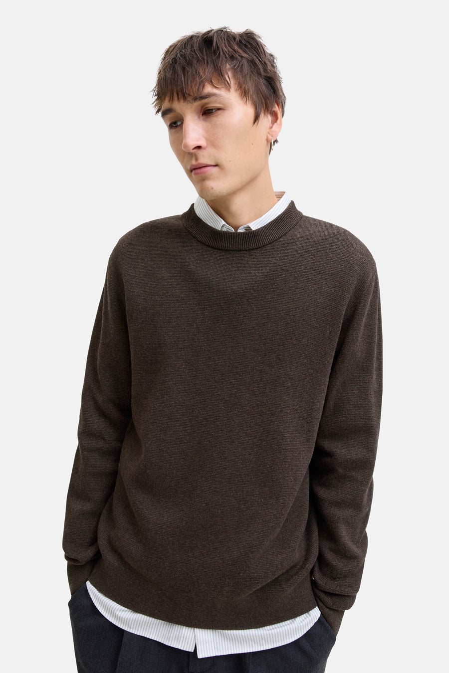 Pull col O brun - PREMIUM by JACK & JONES